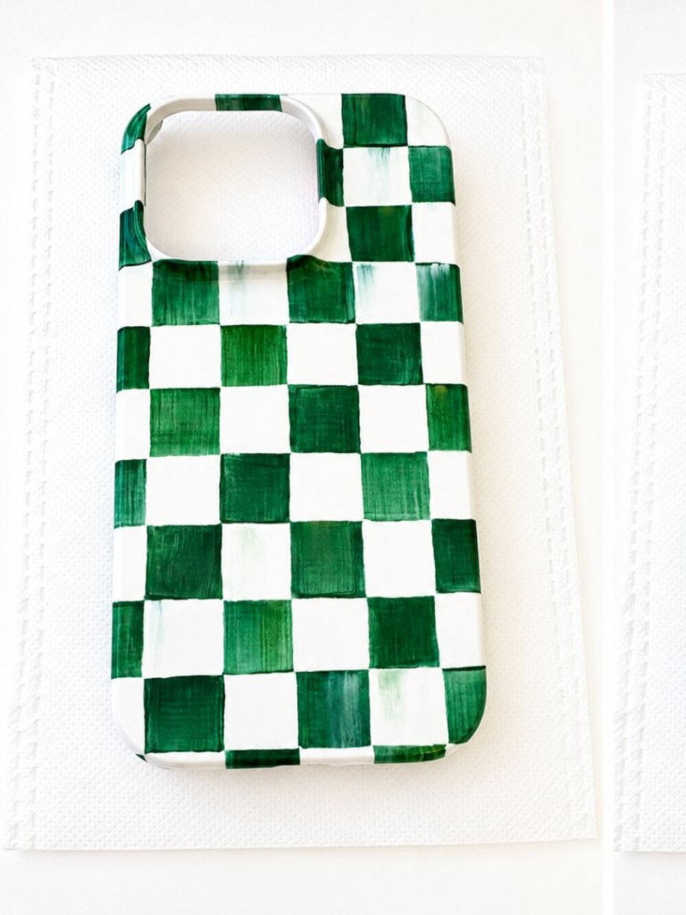 Casely iPhone 14 Pro Case- Green and white checkered